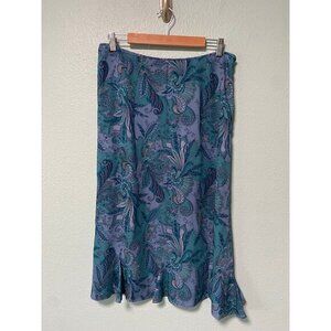 Pendleton Women's Blue and‎ Teal Patterned Floral Silk Wool Blend Dress Size 14